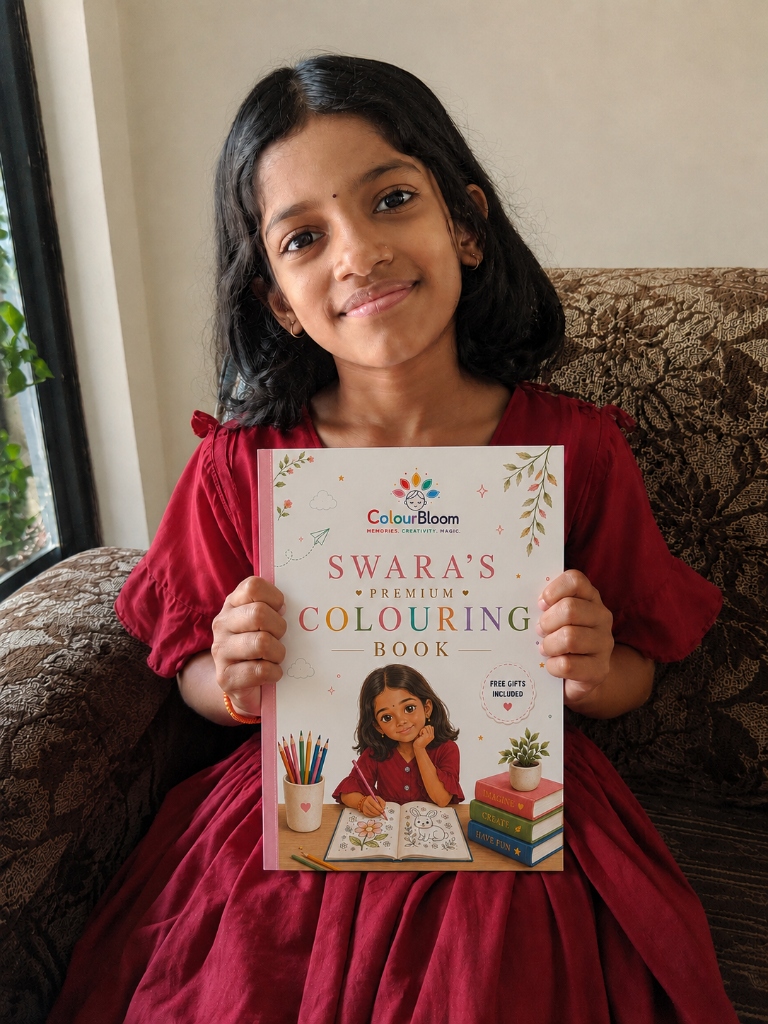 Lifestyle image of child holding ColourBloom book